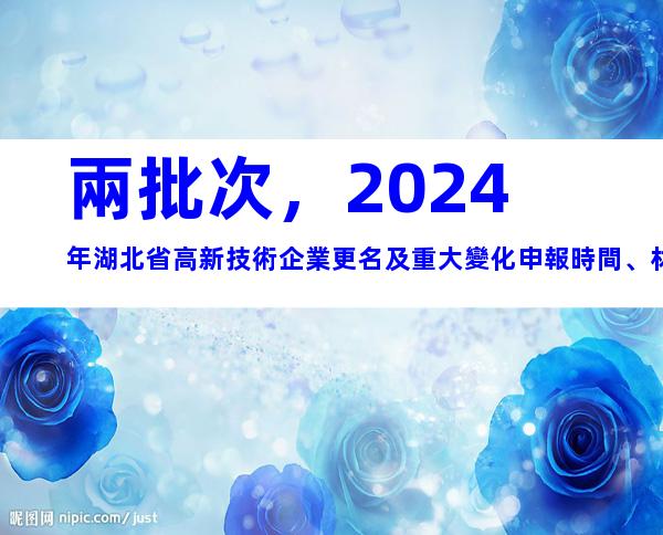 兩批次，2024年湖北省高新技術企業更名及重大變化申報時間、材料合集