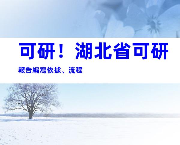 可研！湖北省可研報告編寫依據、流程