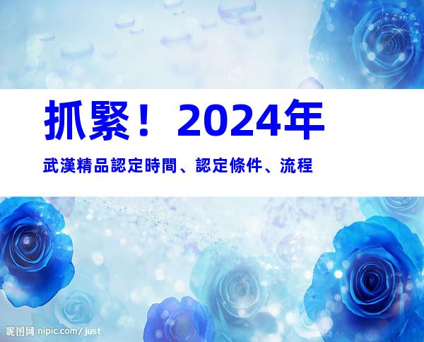 抓緊！2024年武漢精品認定時間、認定條件、流程