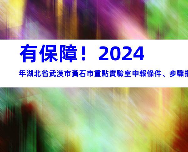 有保障！2024年湖北省武漢市黃石市重點實驗室申報條件、步驟指南